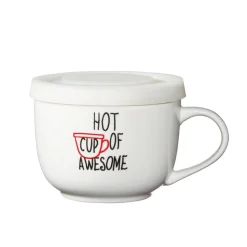 Sentiment Mugs Hot Cup Of Awesome Covered Soup Mug