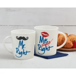 Sentiment Mugs Set of 2 Mr and Mrs Right Mugs