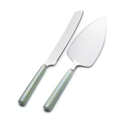 Serenity Ceramic Handle 2 Piece Cake Knife and Server Set