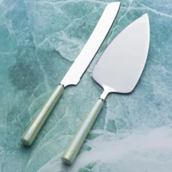 Serenity Ceramic Handle 2 Piece Cake Knife and Server Set