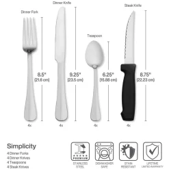 Simplicity 16 Piece Flatware Set, Service for 4
