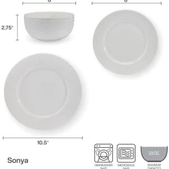 Sonya 24 Piece Dinnerware Set, Service for 8