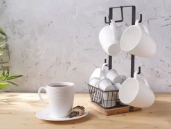 Stella Mug Tree with Storage Basket