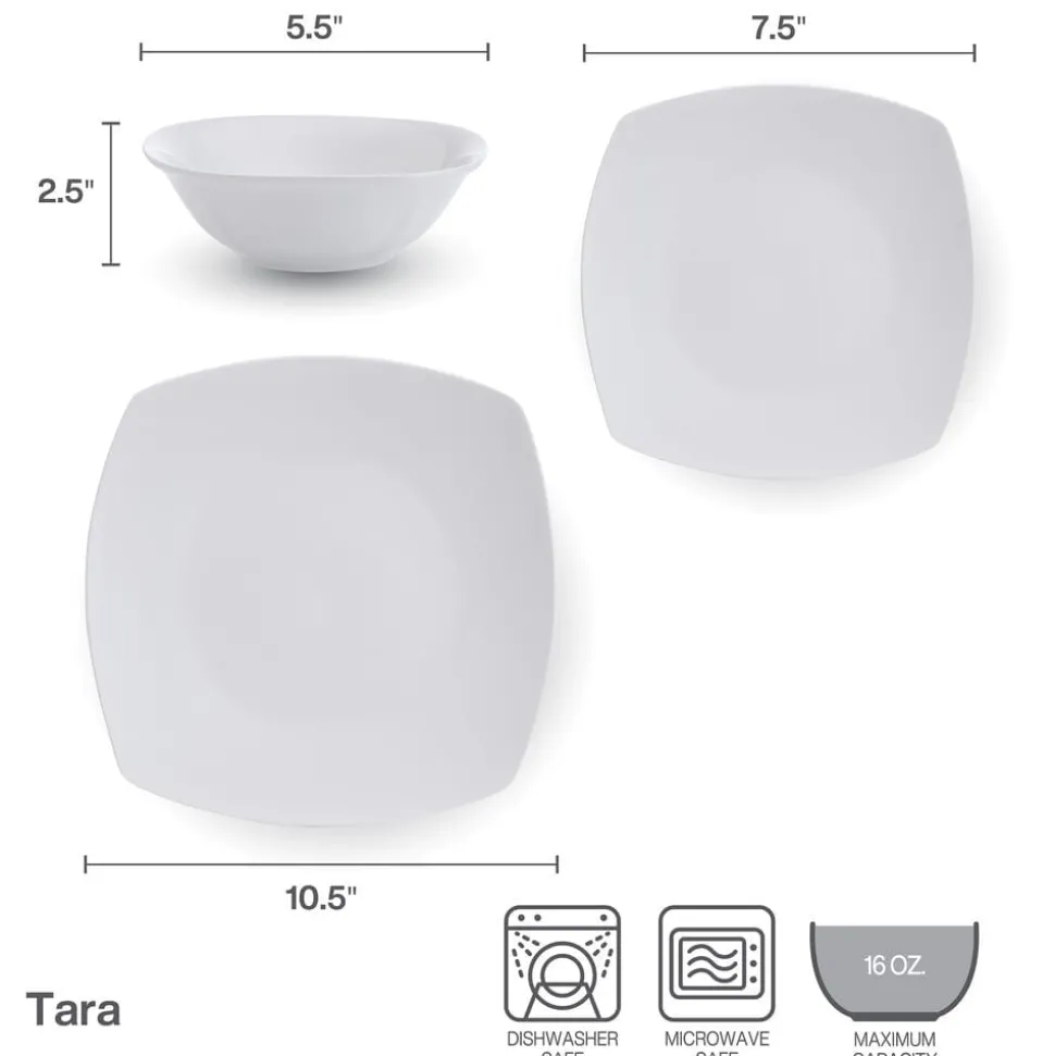 Tara 12 Piece Dinnerware Set, Service for 4