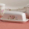 Tea Rose Covered Butter Dish