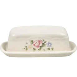 Tea Rose Covered Butter Dish