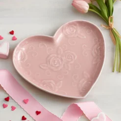 Tea Rose Pink Heart Shaped Plate