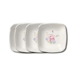 Tea Rose Set of 4 Appetizer Plates