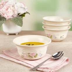 Tea Rose Set of 4 Deep Soup Cereal Bowls