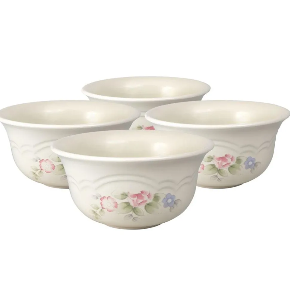 Tea Rose Set of 4 Deep Soup Cereal Bowls
