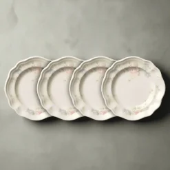 Tea Rose Set of 4 Dessert Plates