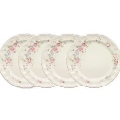 Tea Rose Set of 4 Dinner Plates