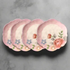 Tea Rose Set of 4 Outdoor Melamine Salad Plates