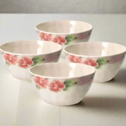 Tea Rose Set of 4 Outdoor Melamine Cereal Bowls