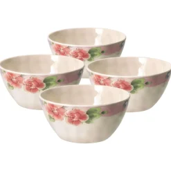 Tea Rose Set of 4 Outdoor Melamine Cereal Bowls