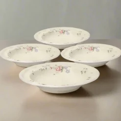Tea Rose Set of 4 Rim Soup Bowls