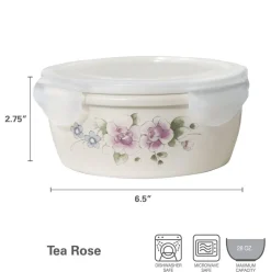 Tea Rose Storage Bowl With Lid