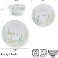 Tranquil Trails 12 Piece Dinnerware Set, Service for 4