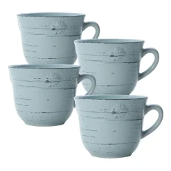 Trellis Coastal Teal Set of 4 Mugs
