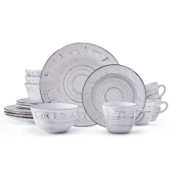 Trellis Lodge White 16 Piece Dinnerware Set, Service for 4