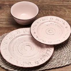 Trellis Pink 12 Piece Dinnerware Set, Service for 4