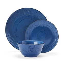 Trellis Rooster Blue 12 Piece Set, Service for 4