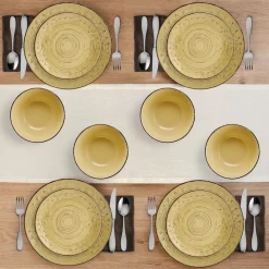 Trellis Sunflower 12 Piece Dinnerware Set, Service for 4