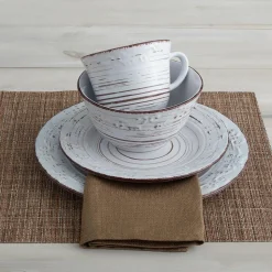 Trellis White 16 Piece Dinnerware Set, Service for 4