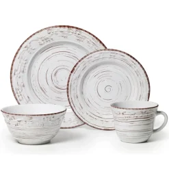 Trellis White 16 Piece Dinnerware Set, Service for 4