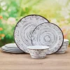 Trellis White 12 Piece Outdoor Melamine Dinnerware Set, Service for 4