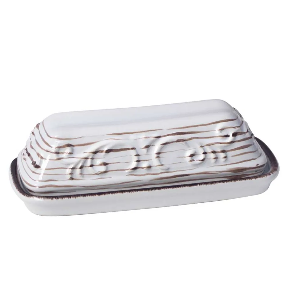 Trellis White Covered Butter Dish