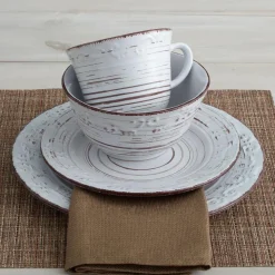 Trellis White Set of 4 Dinner Plates