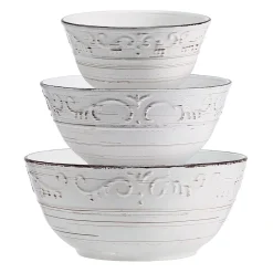 Trellis White Set of 3 Serving Bowls