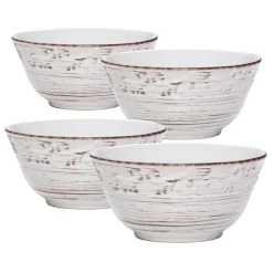 Trellis White Set of 4 Soup Cereal Bowls