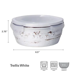 Trellis White Storage Bowl with Lid