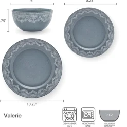 Valerie 12 Piece Dinnerware Set, Service for 4