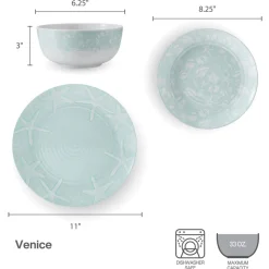 Venice 12 Piece Outdoor Melamine Dinnerware Set, Service for 4