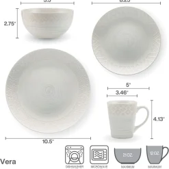 Vera 16 Piece Dinnerware Set, Service for 4