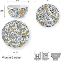 Vibrant Garden 12 Piece Dinnerware Set, Service for 4