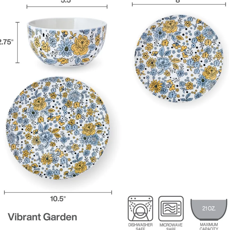 Vibrant Garden 12 Piece Dinnerware Set, Service for 4