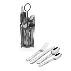Westfield 16 Piece Flatware Set with Wire Caddy, Service for 4