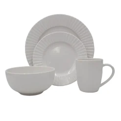 White Embossed 32 Piece Dinnerware Set, Service for 8