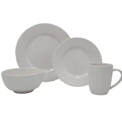 White Embossed 32 Piece Dinnerware Set, Service for 8