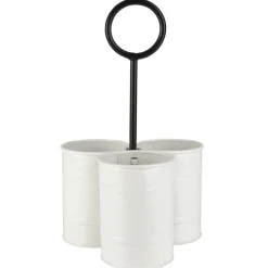 White Flatware Metal Storage Caddy