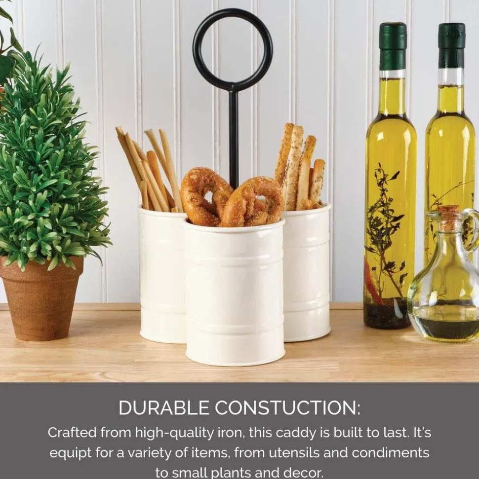 White Flatware Metal Storage Caddy
