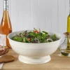 White Footed Metal Serve Bowl