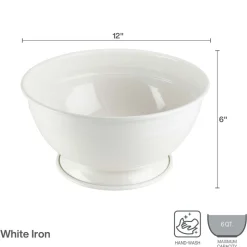White Footed Metal Serve Bowl