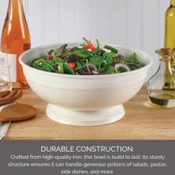White Footed Metal Serve Bowl