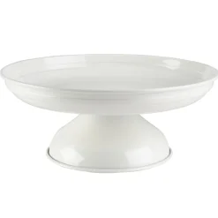 White Pedestal Metal Serve Bowl