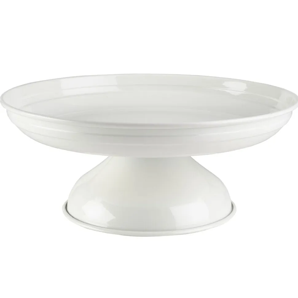 White Pedestal Metal Serve Bowl
